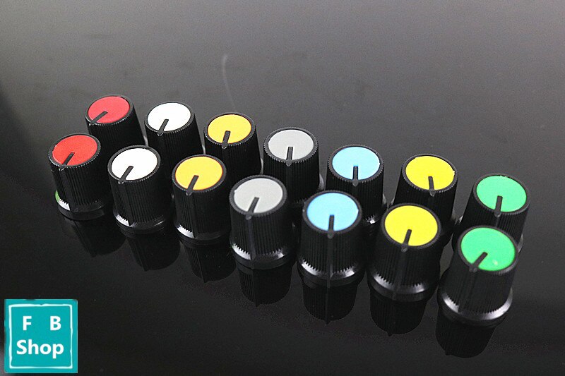 10PCS/LOT 6mm Shaft Hole Dia Plastic Threaded Knurled Potentiometer Knobs Caps