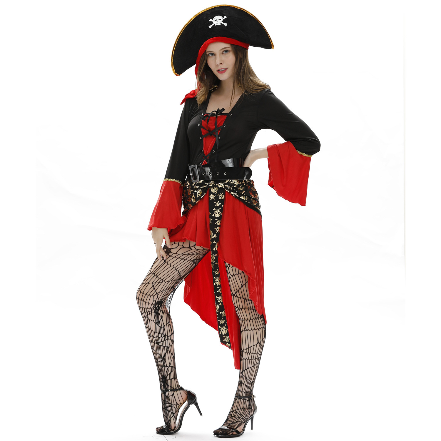Große Größen Piratenkostüm Damen - Retro Mittelalter Cosplay Uniform - Bühnenperformance Outfit