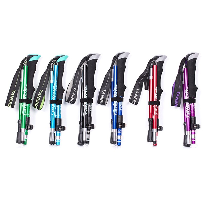 Trekking Poles, Aluminum Alloy Folding, Ultra-light And Ultra-short Telescopic Outdoor Handrails, Hiking Sticks, 5 Sections