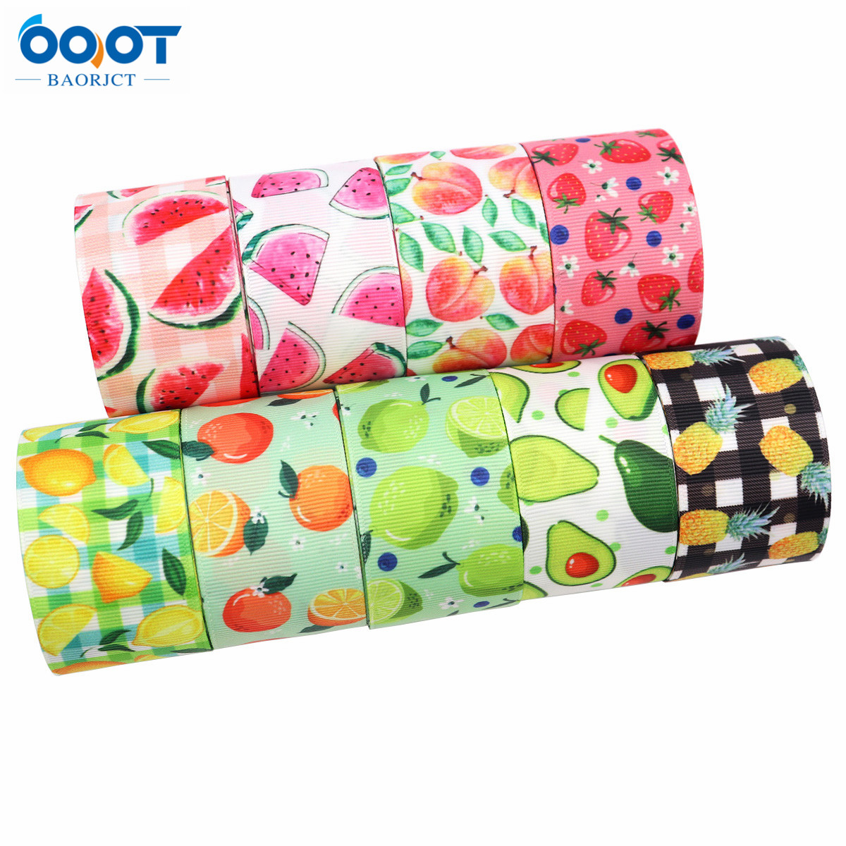 38Mm 10Yards M-21610-789 Fruit Serie Thermische Overdracht Gedrukt Grosgrain Linten, Boog Cap Diy Party Verpakking Materialen