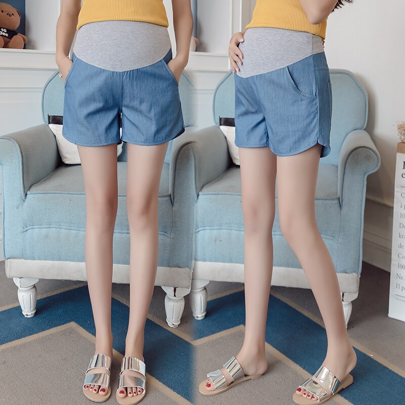 Summer Adjustable Waist Pregnant Women Short Pants Maternity Abdomen Denim Shorts Irregular Pregnancy Short Jeans