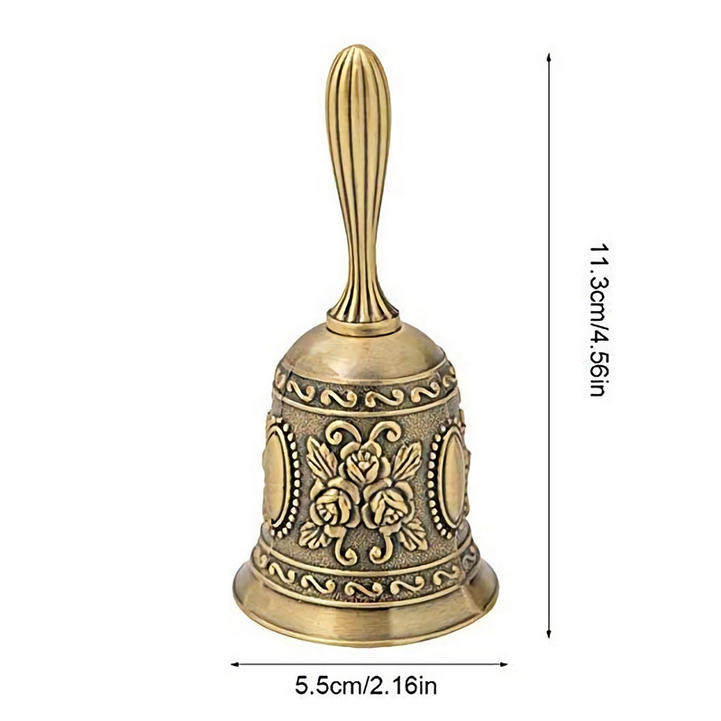 Hand Bel, Metal Tone Ring Alarm Hand Hold Dienst Call Bell Desktop Bel Thee Diner Bel Spel Bel, christmas Bell Goud