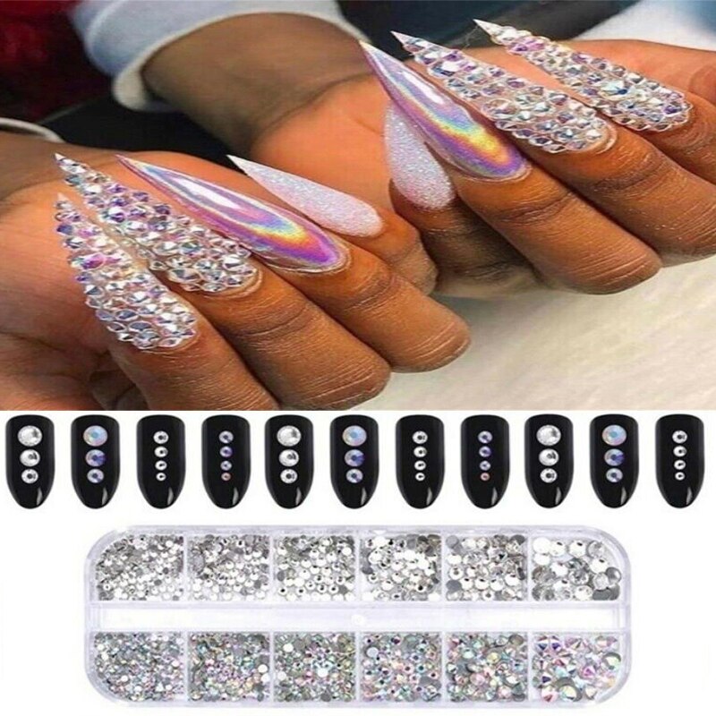 3D Nail Edelsteen Steentjes Rechthoekige Flash Sieraden Glas Diamant Gem Nagels Decoratieve Nagel Benodigdheden