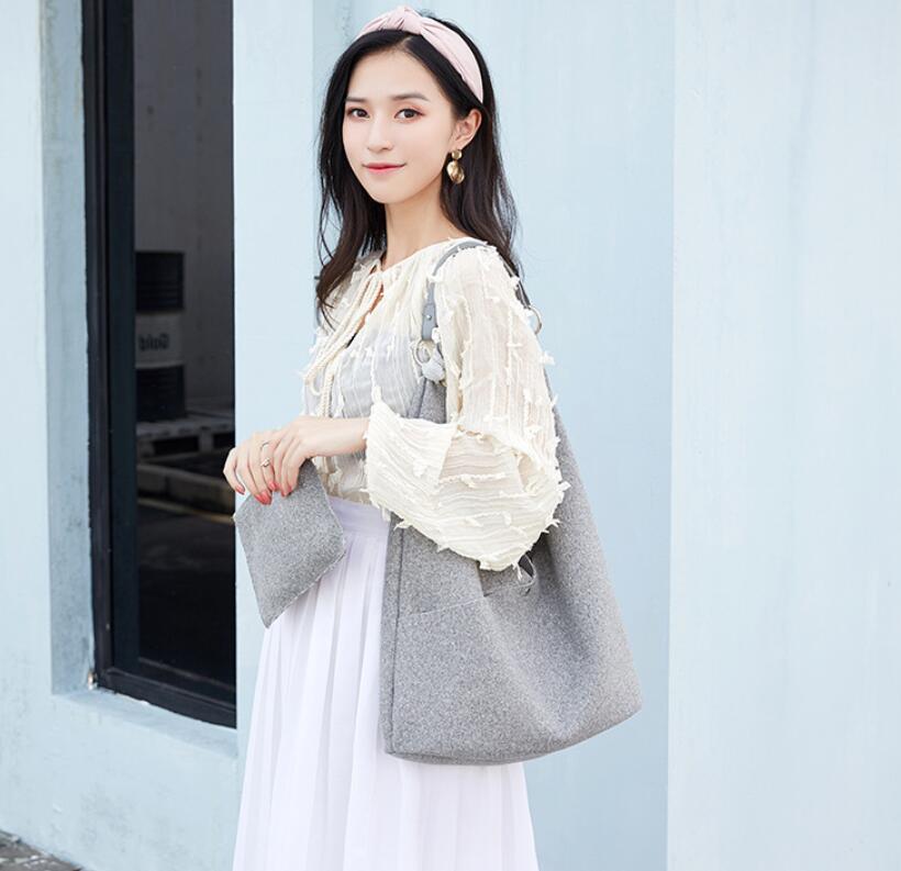 Herbst Winter neue Koreanische wolle tasche schulter tasche einfache murmeln und sohn