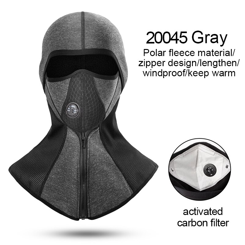 CoolChange Winter Cycling Face Mask Fleece Thermal Windproof Bike Cap Balaclava Ski Fishing Skating Hat Snowboard Training Mask: 20045 Gray