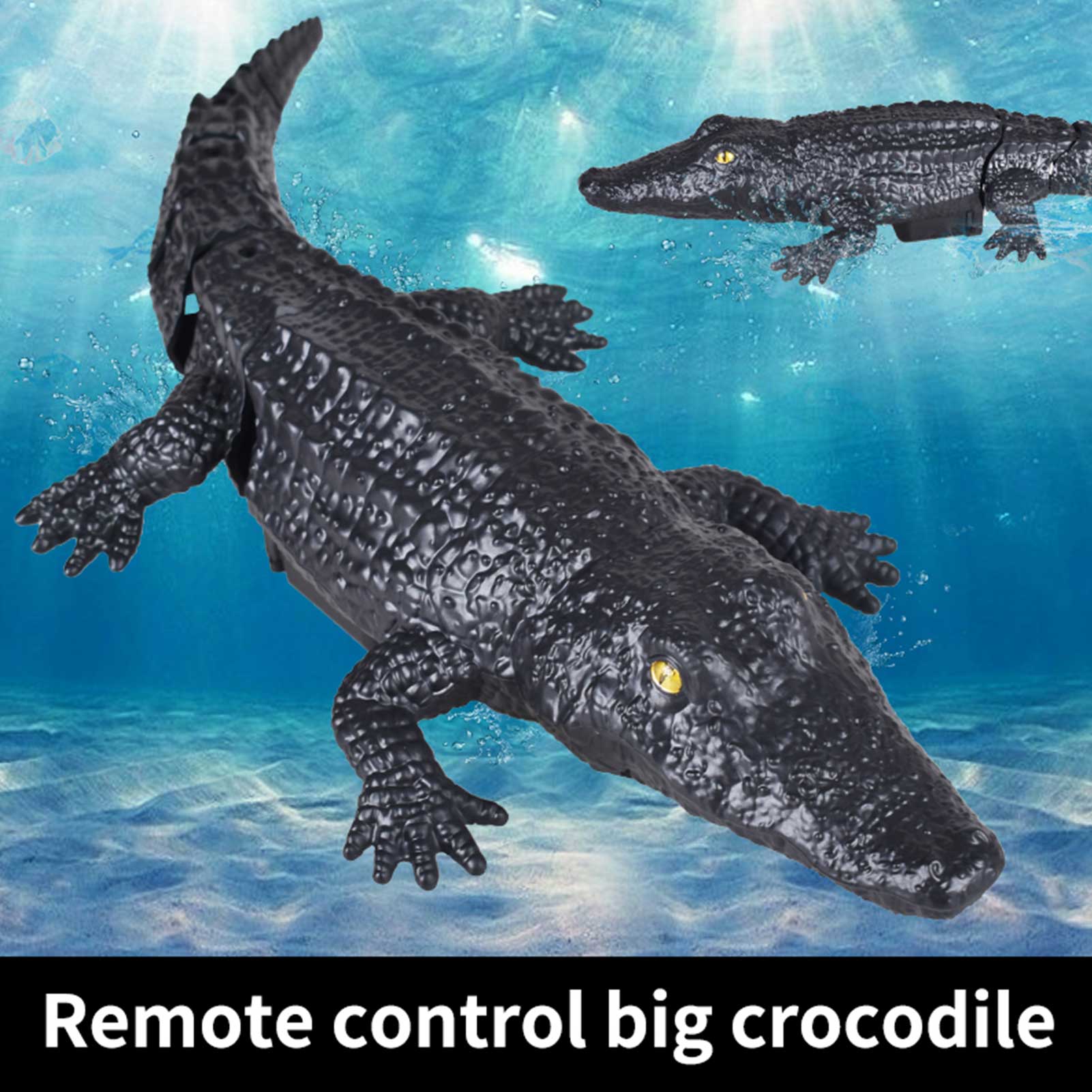 2.4G RC Crocodile Boat Underwater Animal Toys Waterproof Realistic Swing Tail Electric Crocodile RC Boat Toy Pond Poo Decor