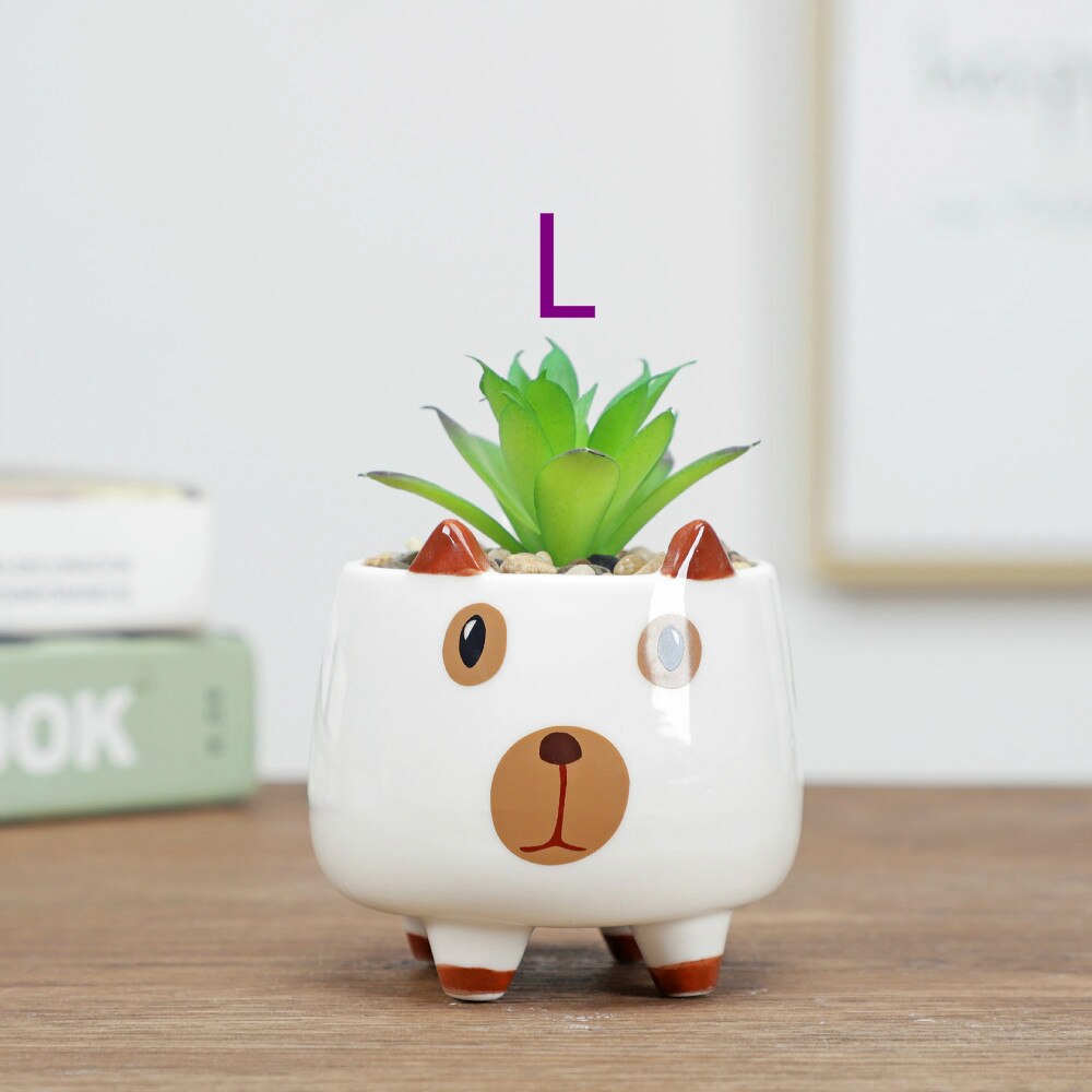 Dessin animé Animal Pot de fleur Pot d'intérieur Succulent plante Pot décoration de la maison artisanat décoration: L
