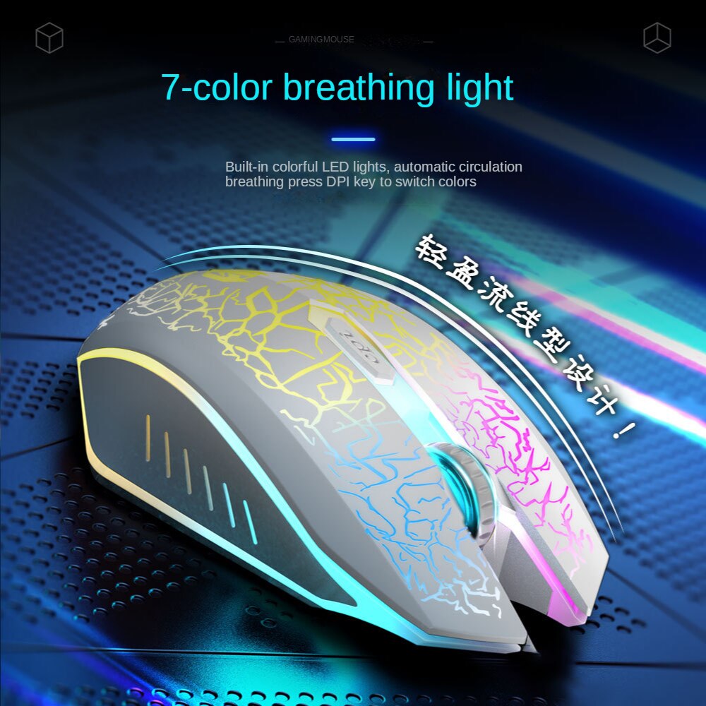 Wired Gaming Mouse 3200DPI USB Optical Computer Mouse for PC Laptop 6 Button Ergonomic Mouse LED Light Luminous Mechanical Mouse
