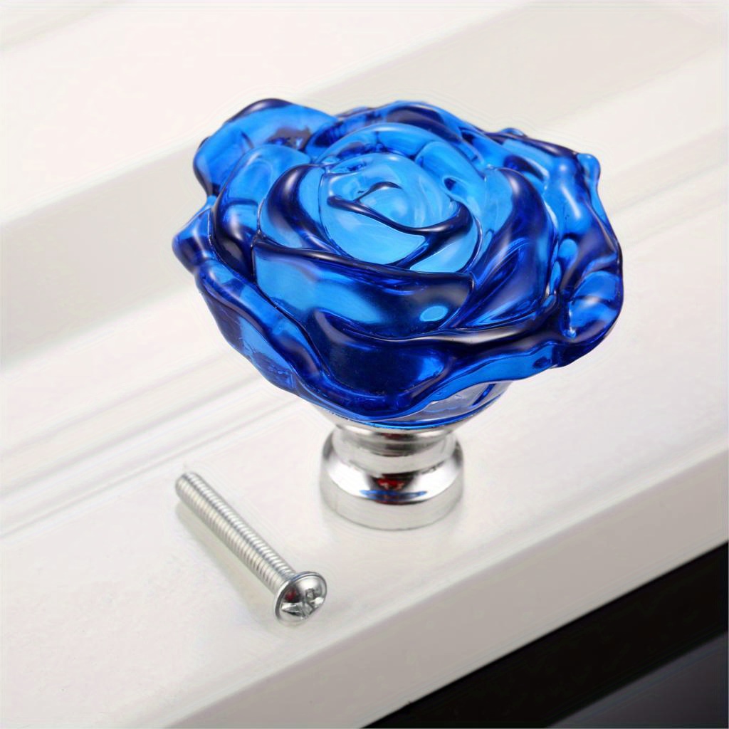 1pc 50mm krystallrose glass klare knotter til møbler, kjøkken, skuffer, skap, kommode, skaphåndtak, møbelbeslag: Sølv