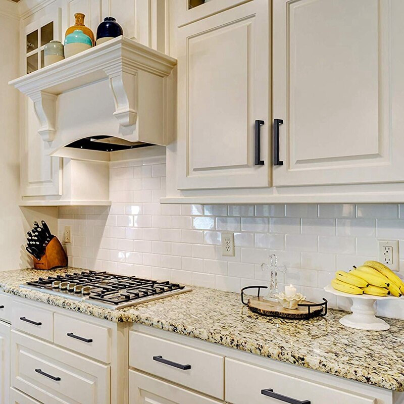 Manijas de armario cuadrado de cocina tiradores de armario negro mate tiradores de Cajón Negro accesorios del armario de cocina manijas de cocina, 15 Pac