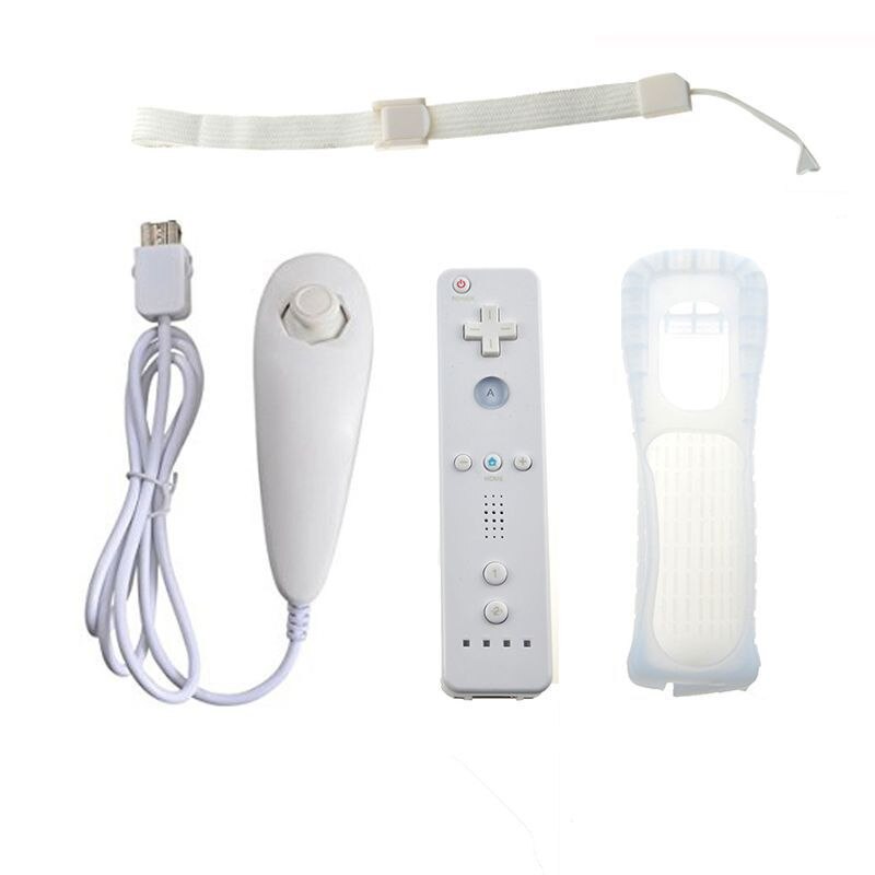 Mando a distancia inalámbrico para Wii, Control Nunchuk para Nintendo Wii sin movimiento, con funda de silicona, accesorio: Blanco