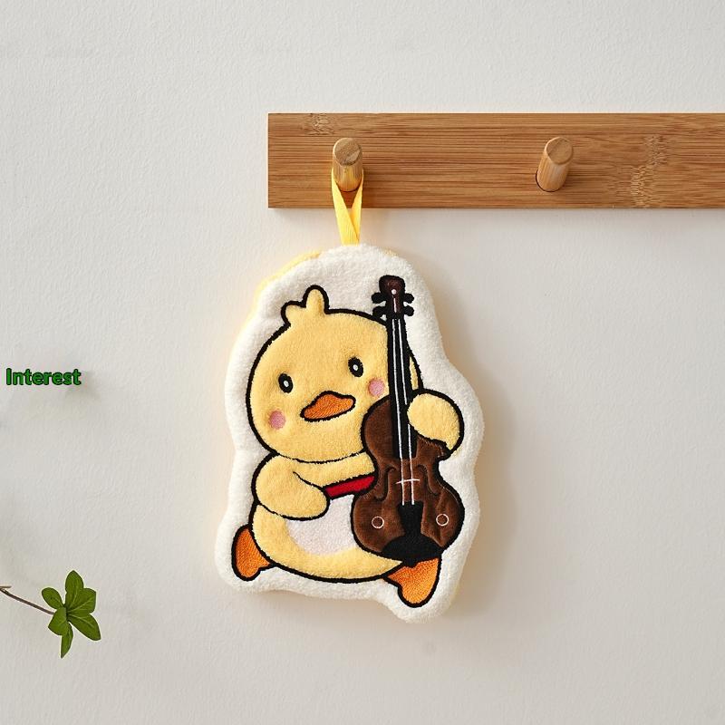 Handdoeken Leuke eend hangende handdoek Keuken Badkamer Gans Badbal Zachte absorberende microvezeldoek Cartoon kinderhanddoeken: Rood