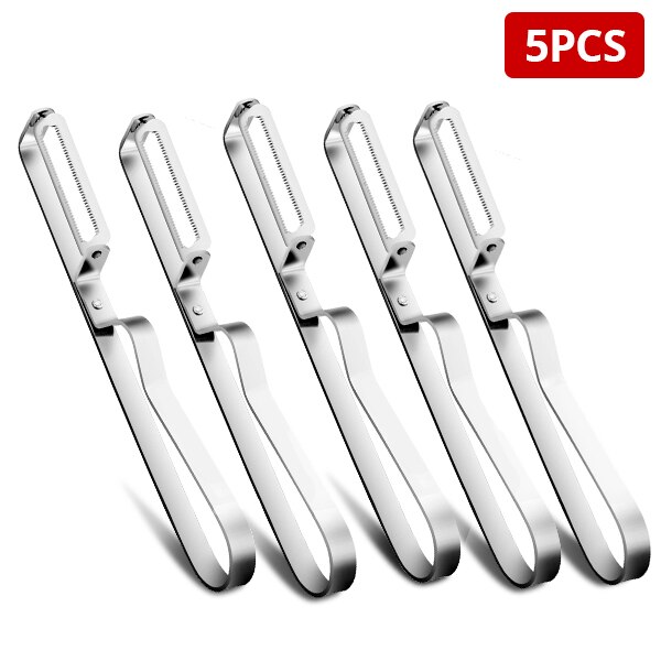 Fypo Stainless Steel Peeling Knife Multi-Function Vegetable Fruits Peeler Kitchen Gadget Knife Peeling Tool Kitchen Acssessory: 5 pcs