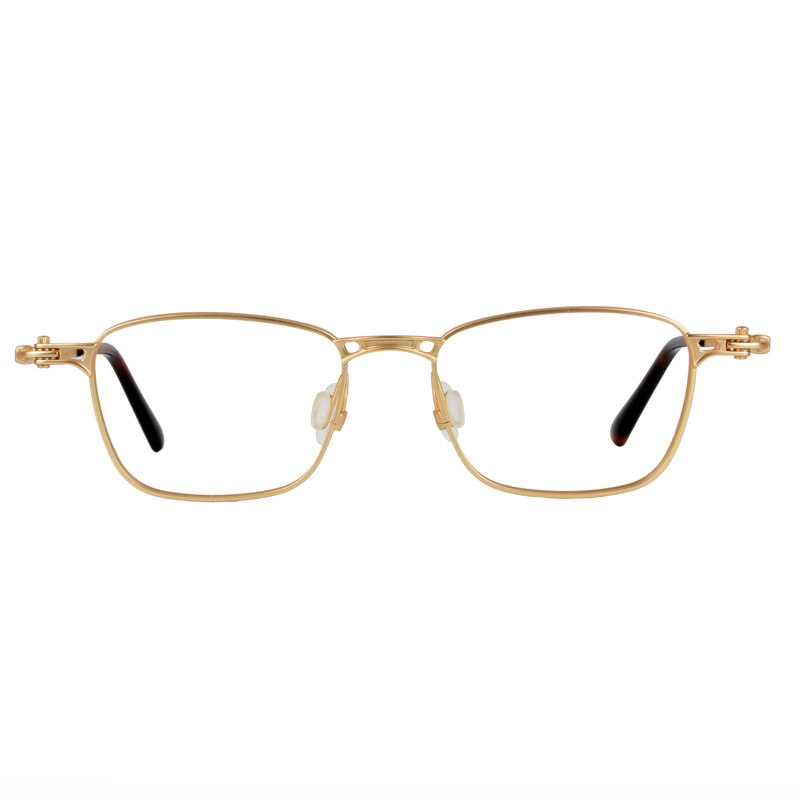 Gafas de titanio puro ultraligeras para hombre y mujer, lentes Retro para miopía, cara grande, cuadradas, antirradiación, decoloración, montura: Gold