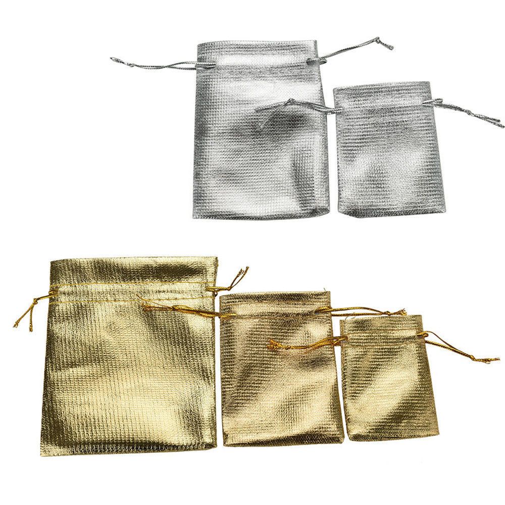 1 st Goud/Zilveren Sieraden Verpakking Drawable Organza Zakjes Bags Zakjes Sieraden Verpakking Tassen Organizer