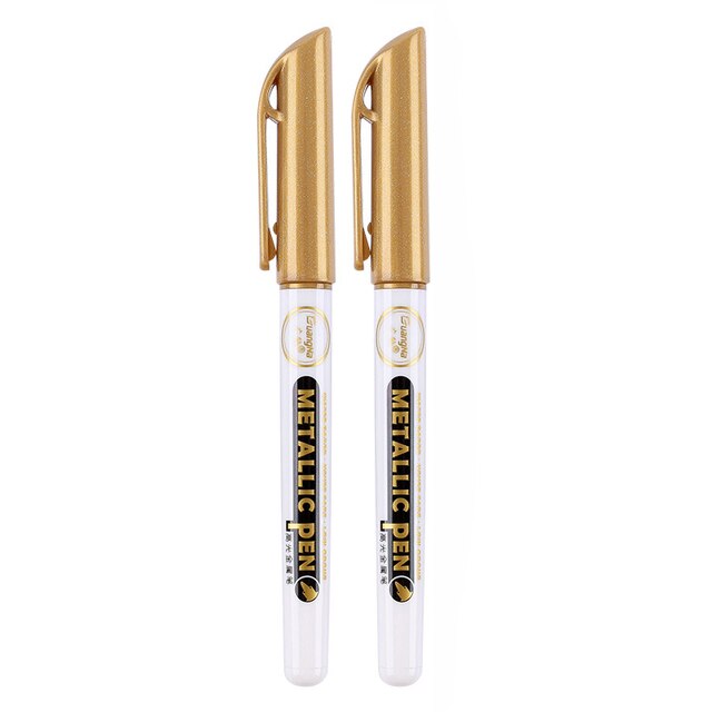 2 sztuk złoto srebro metaliczny długopis żywica pióro do rysowania farba akrylowa podkreśla mazak permanentny dla DIY żywicy epoksydowej Crfat: 2pcs gold