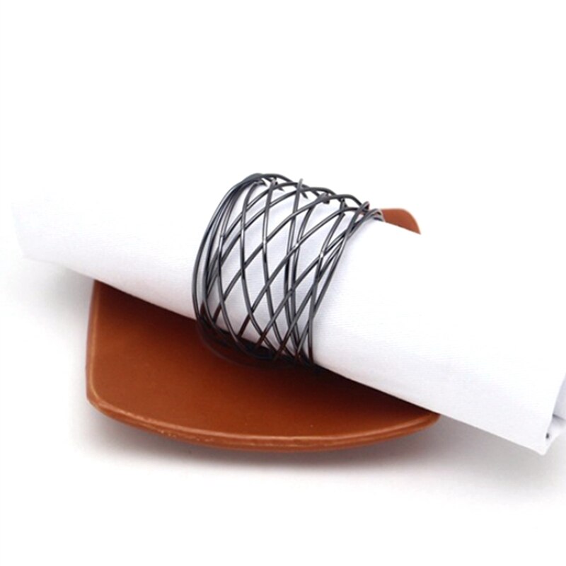 Decoraties Zwart Servetringen Set Van 6 Metalen Mesh Voor Bruiloften Diner Partijen Of Elke Dag Gebruik