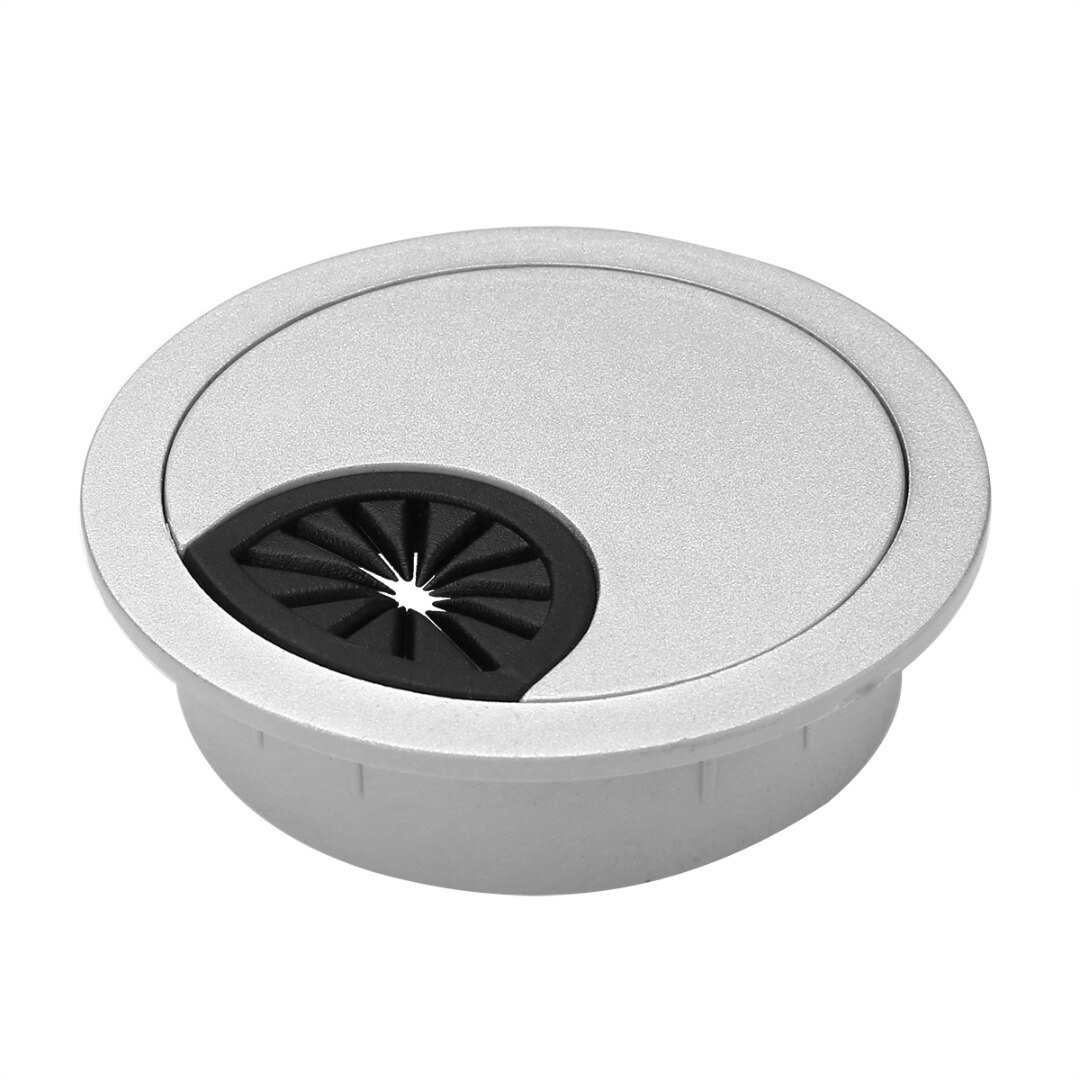 1pc 80mm runde computer pc bord kabel ledningsudtag sølv skrivebord gennemføring kabel hul dæksel linjeholder overflade ledning hul dæksel