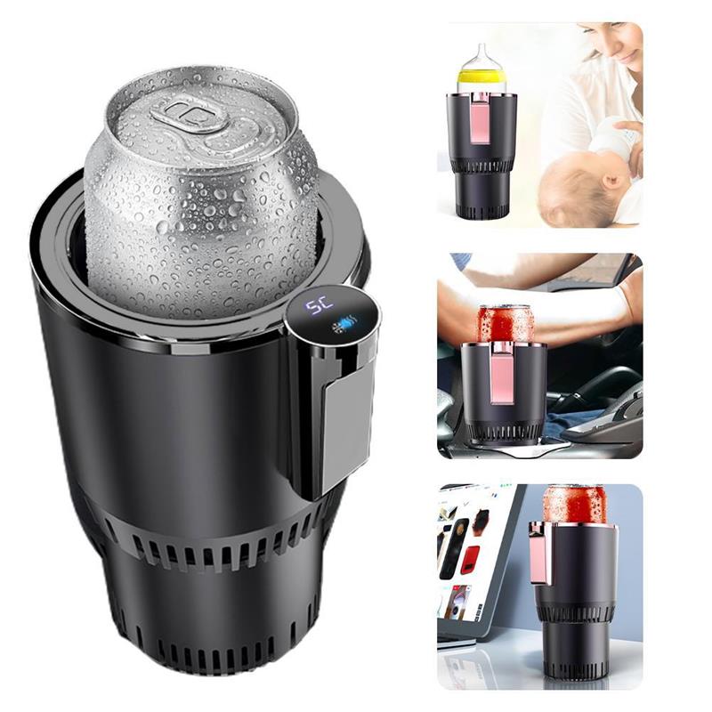 Porte-gobelet chauffant 12V pour voiture, 2 en 1 amélioré, Auto-refroidissant, intelligent, pour canette, boisson, lait: Black