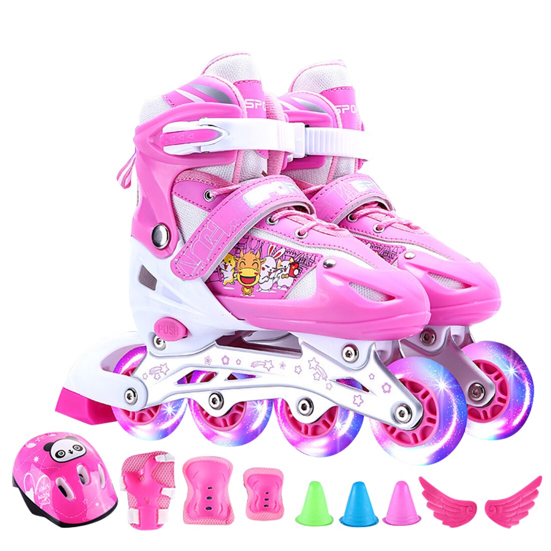 Patines ajustables de 4 ruedas para niños y niñas, patines en línea de PVC para principiantes, de Año ,