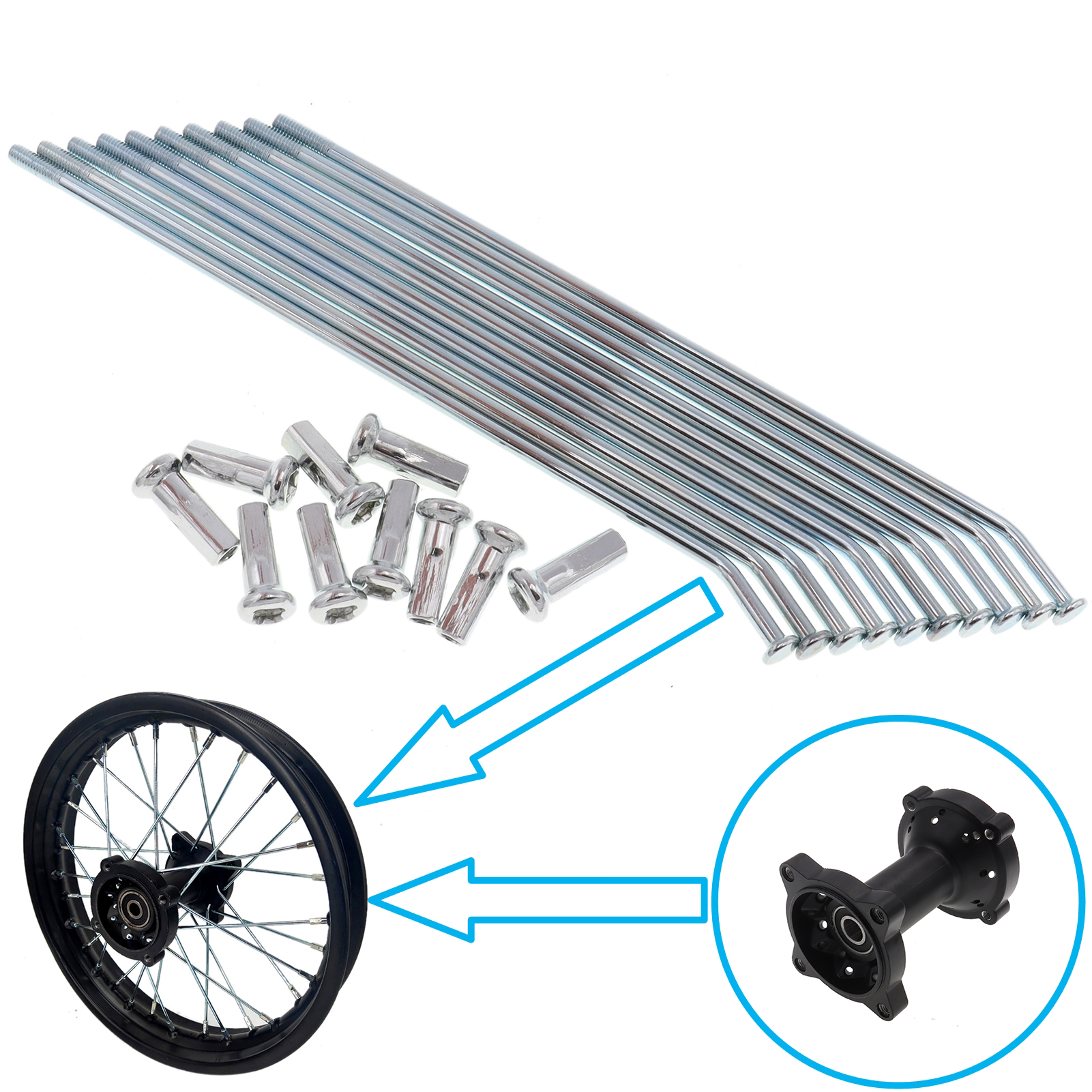 10Pcs/Set 10" 12" 14" 16" 17" 19" Front Or Rear Rim Hub Wheel Spoke For XR CRF BBR Dirt Pit Bike M3