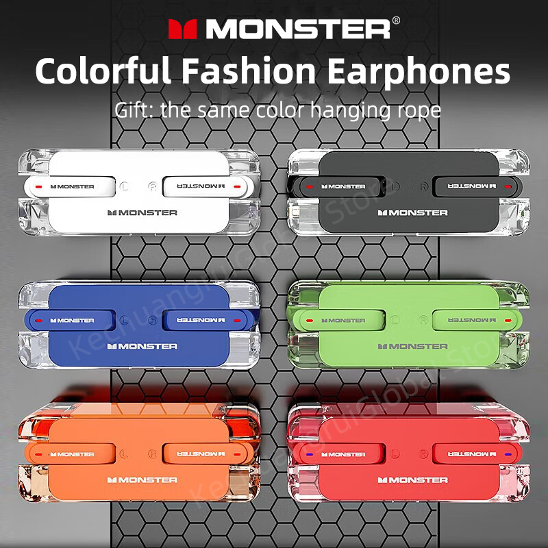 Monster XKT08 słuchawki Bluetooth 5.3 Ture bezprzewodowe słuchawki douszne słuchawki z redukcją szumów o niskim opóźnieniu sportowy zestaw słuchawkowy do gier z mikrofonem