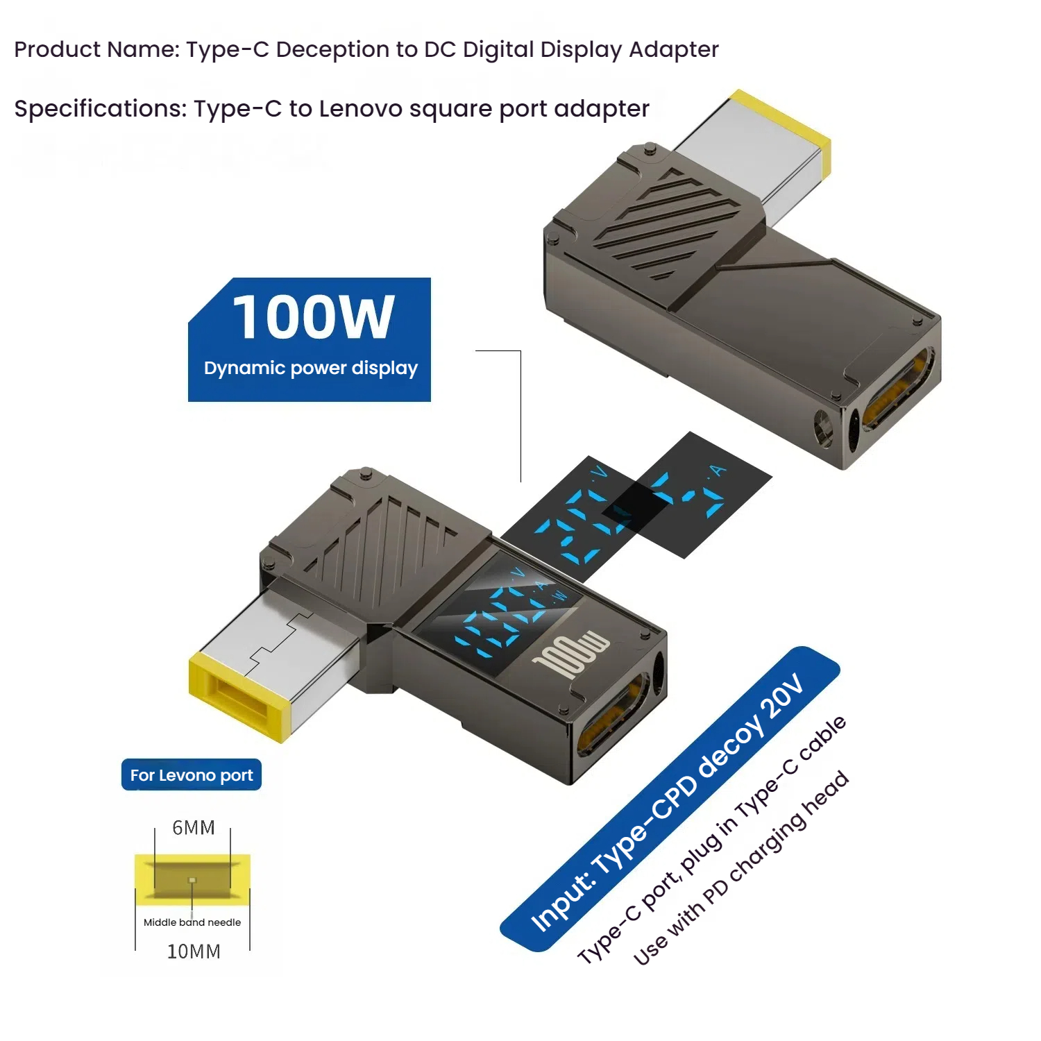 PD 100W Ładowarka do laptopa Adapter 5A 20V Złącze żeńskie Typ-C do DC Męskie Wtyczka Konwerter Do Lenovo/HP/DELL