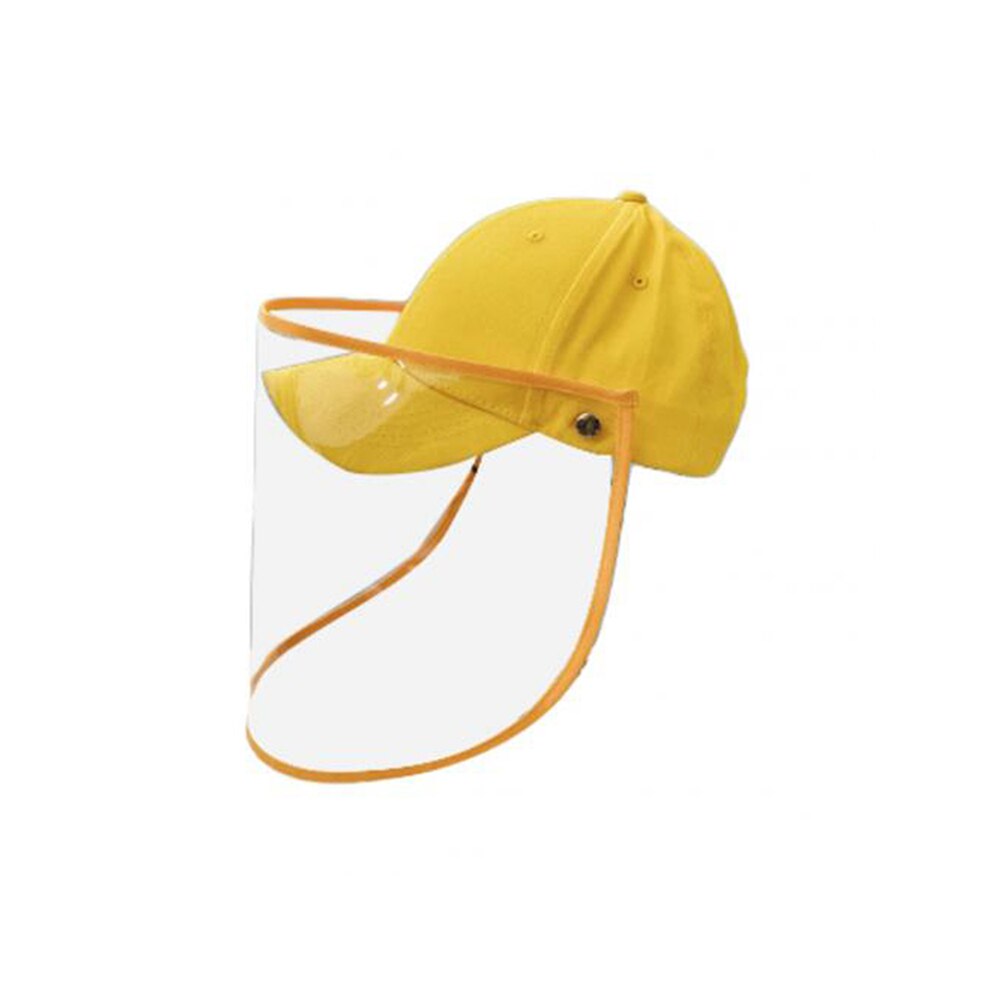 Outdoor Safety Protective Hats Baseball Caps with Removable Clear Anti-Droplet Saliva-Proof Dust-Proof Full Face Cover: YELLOW