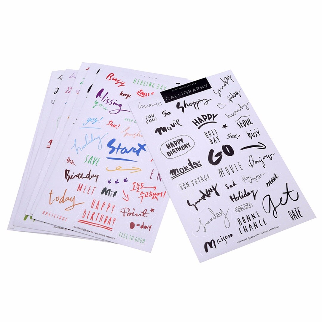 8 Sheets Simple Diary Paper Sticker for Diary Notebook Mobile Phone Journal DIY Ablum Diary Scrapbooking Label Decoration