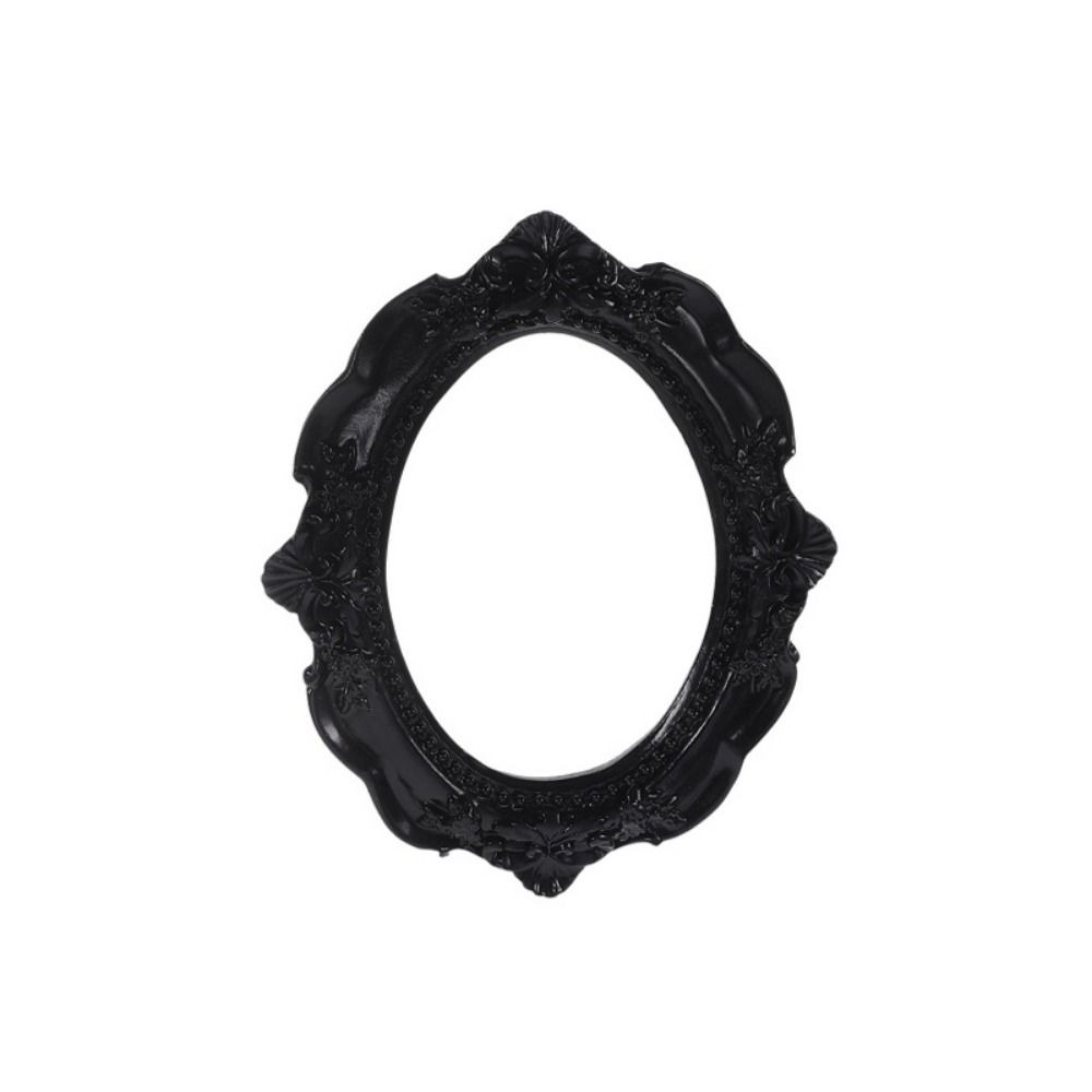 Svart vintage bilderamme harpikshåndverk liten harpiksramme miniatyrer oval form vegghengt fotoramme fotorekvisitt: Hvit