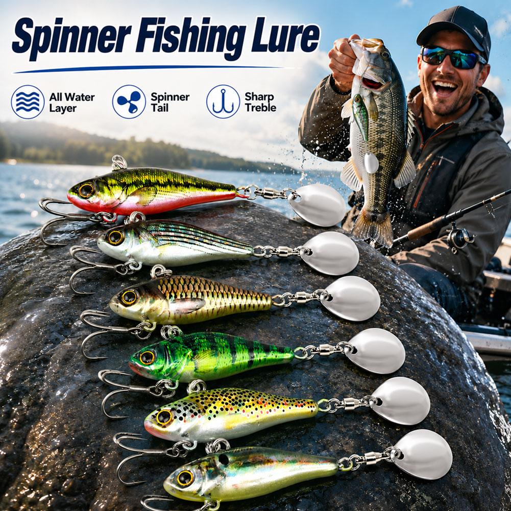 28g Tail Spinner Fishing Lure VIB Hard Bait 3D Realistic Scale Full Water Layer For Bass Shore Fishing Tackle Equipment