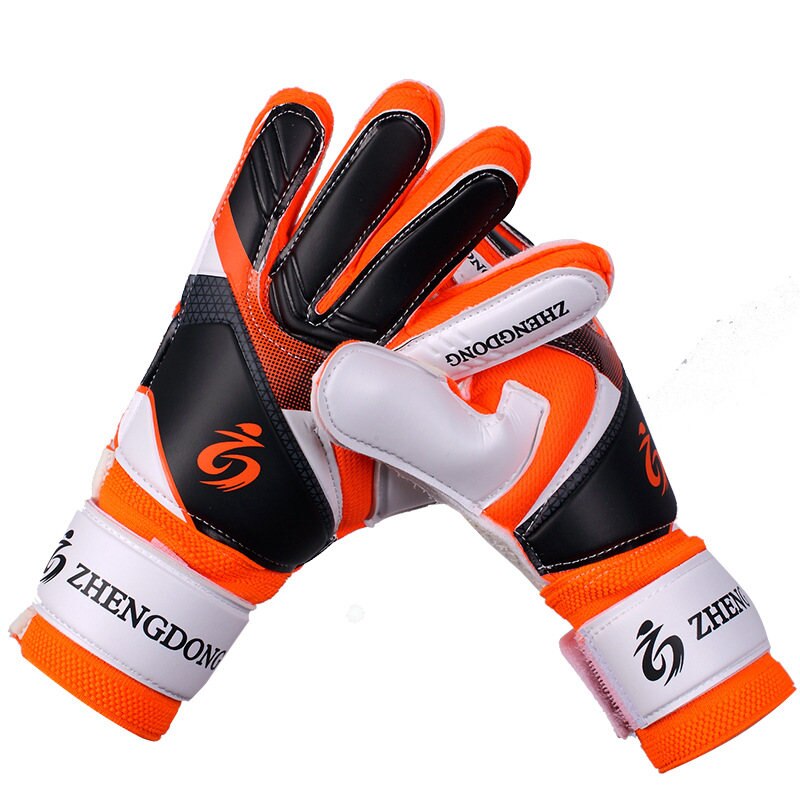 Professinal Football latex gloves Kids adult football goalkeeper gloves football training equipment Soccer ball goalkeeper glove: Orange / 9