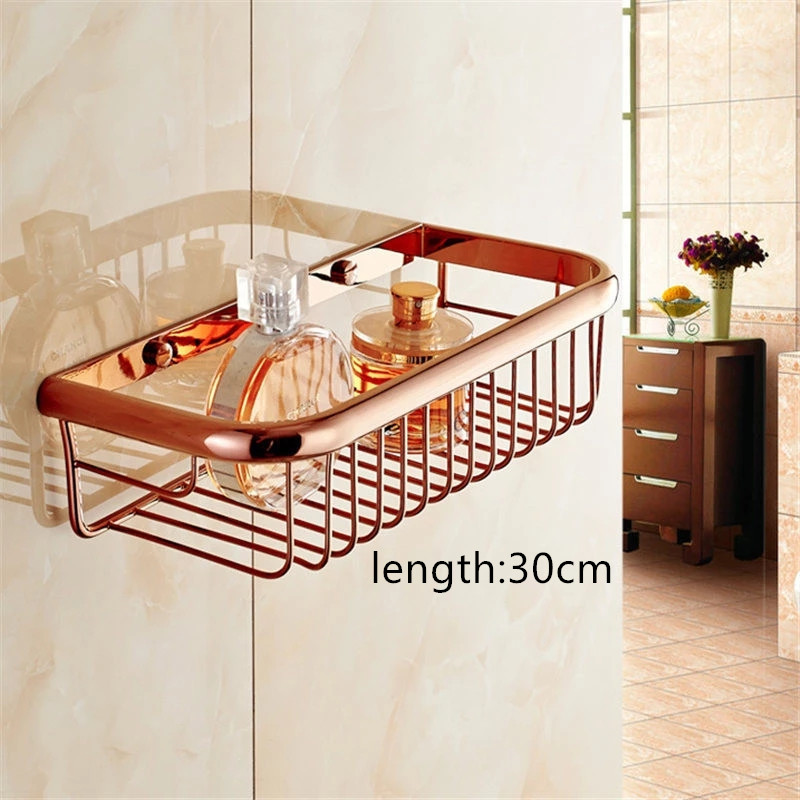 Étagère de salle de bain en cuivre, étagère de douche de bain, support de caddie de douche, insertion de boulons, étagère d'angle carrée en or Rose: YELLOW