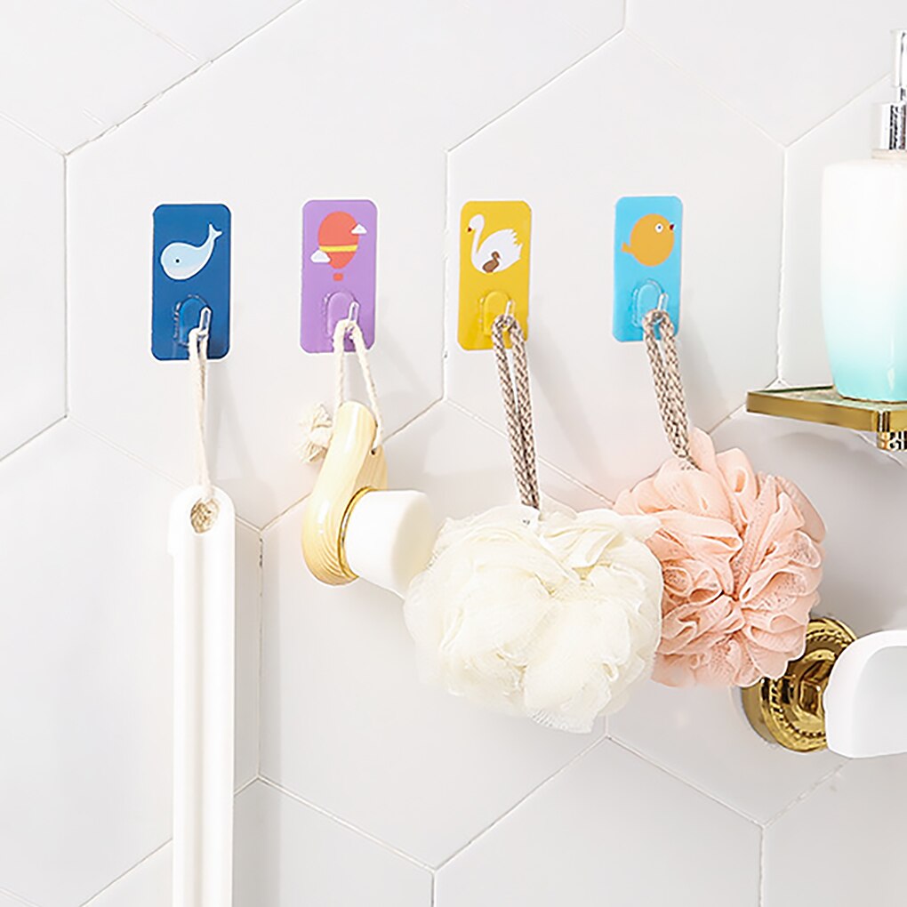 10Pcs Cartoon Zelfklevende Haken Muur Gemonteerde Keuken Traceless Muur Haak Voor Slaapkamer Woonkamer Wc