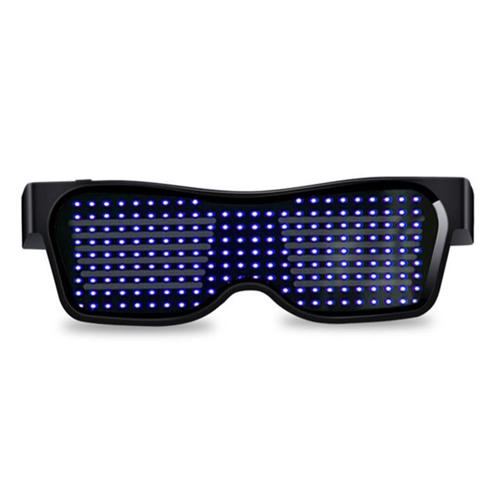 Mobilapp trådløs forbindelse førte bluetooth lysbriller personlighed dynamisk kort lysende blinkende køligt lys op legetøjsbriller: Blå