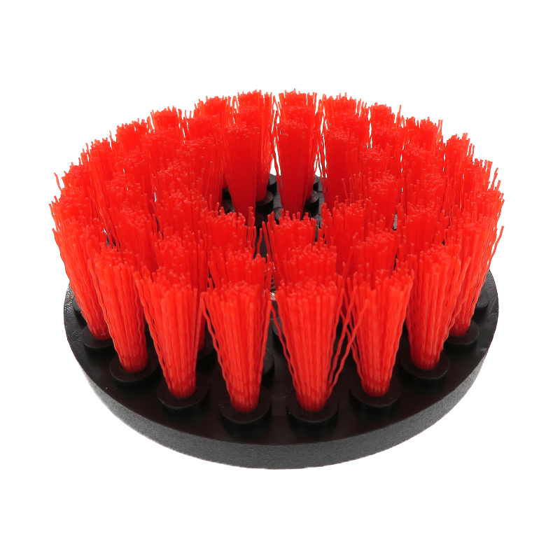 4/5/6- tommers hulbor rengjøringsbørste  m10- tråds kraftskrubb for lær, plast, tremøbler, bad, bilinteriør: M / Rød