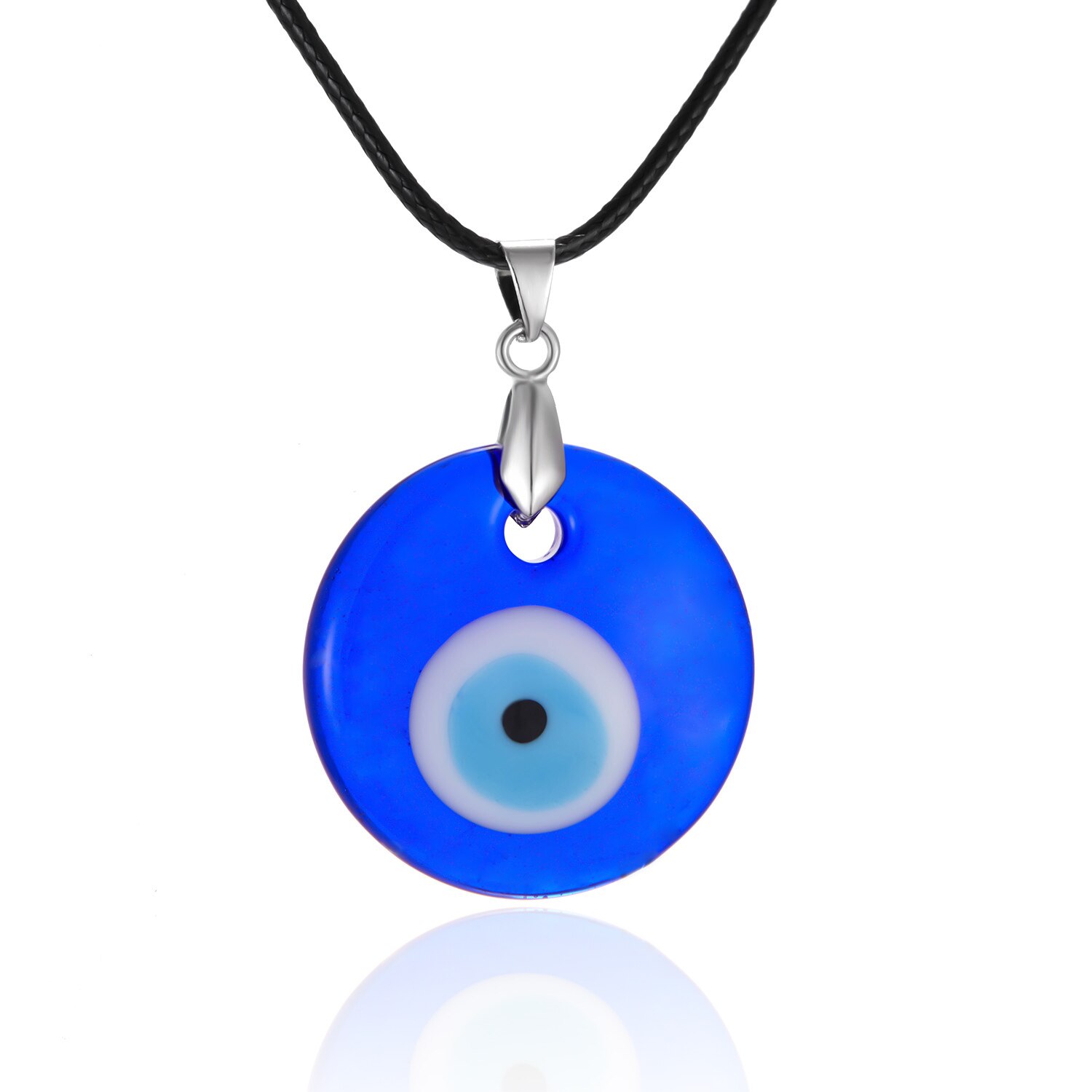 Einfache Glück böse Auge Anhänger Halskette für Frauen Männer Blau Harz transparent Runde Wasser Tropfen Türkischen Schmuck Kette Halsband