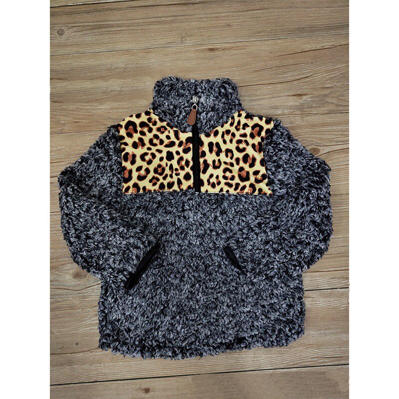 Rts tts monogram leopard gepard bøffel plaid patch børn sherpa pullovere drenge og piger jakker fleece ungdoms pullover frakker: 3 / 7t