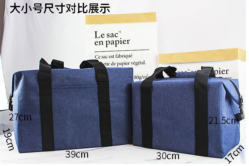 Termisk isolering køletaske stor kapacitet multifunktionel 2 størrelser husholdningsmad frokost picnic taske håndtasker totes rejse: Marineblå lille størrelse