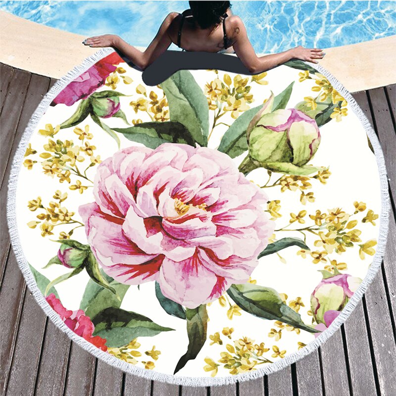 Watercolor Flower Beach Towels Recznik Plazowy Bath Towels for Adults Toalla Microfibra Havlu Toalla Playa Grande Telo Mare: towel 4