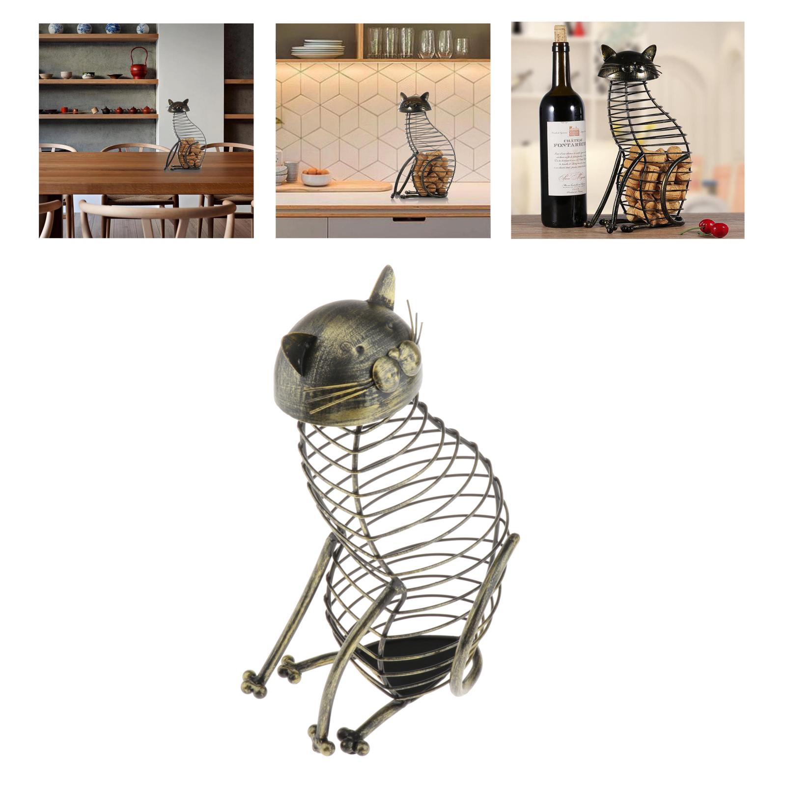 Wijn Kurk Houder, Decoratieve Wijn Kurk Houder Wijn Vat In De Vorm Van Een Elegante Metalen Kat