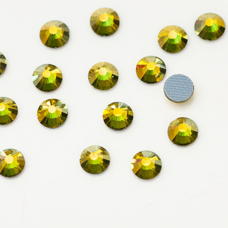 Yanruo 2058HF Alle Maten Olivijn Ab Ijzer Op Fix Kristal Strass Hotfix Rhinestones Plaksteen Glas Steen Voor Jurken