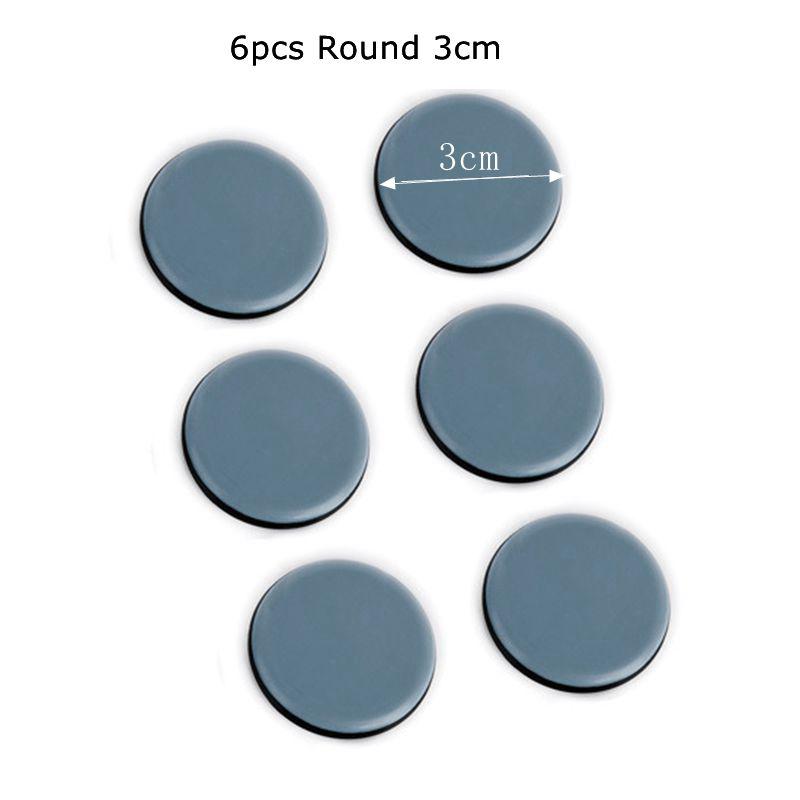 1 Set Slider Pad Furniture Table Bases Protector Coaster Carpet Ground Magic Moving Anti-abrasion Floor Mat SYT9252: 6pcs Round 3cm