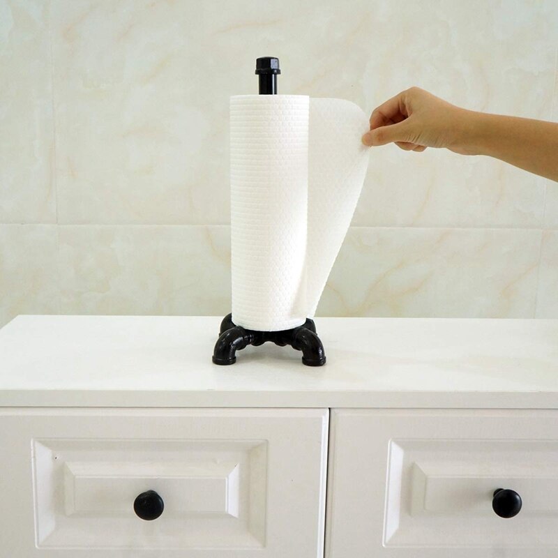 Industrial Vertical Tube Paper Towel Holder, Kitchen Paper Towel Holder Countertop for Kitchen And Bathroom, Easy To Tear Roll M