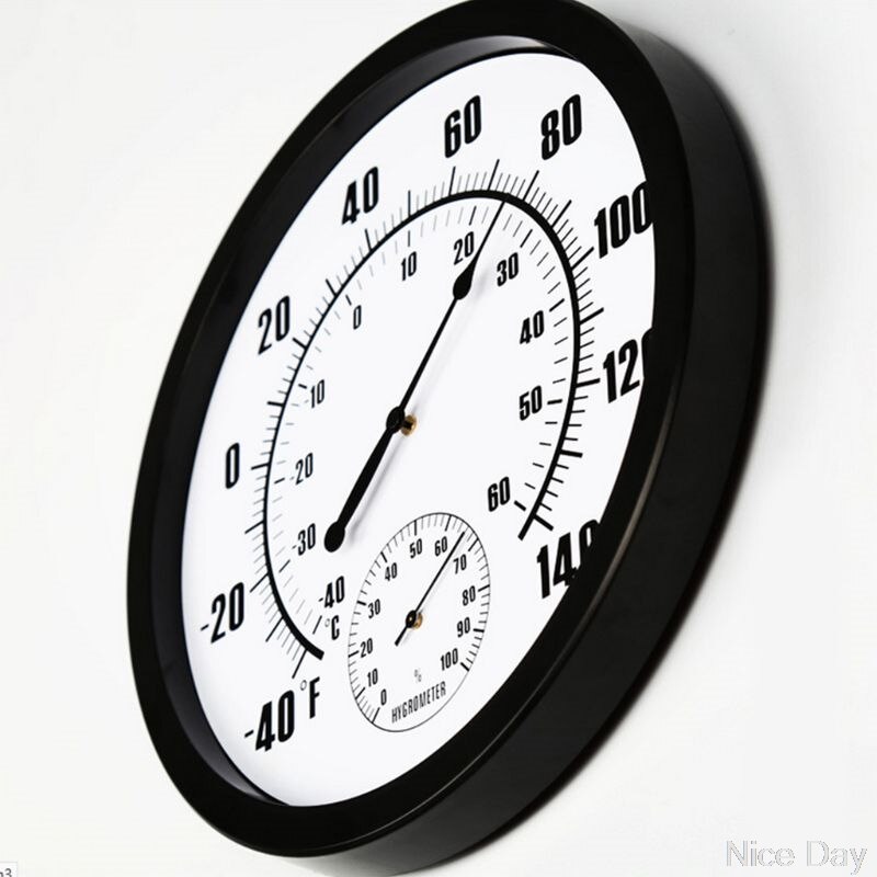Thermometer Indoor Outdoor 10" Patio Large Wall Thermometer and Hygrometer Mechanical Watch Core No Battery Needed M22 20
