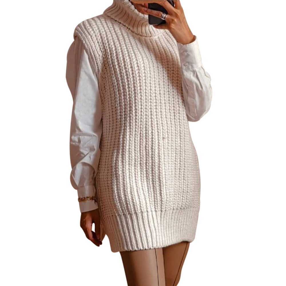 Kancool Coltrui Mouwloos Vest Trui Vrouwen Met Schoudervullingen Gebreide Trui Herfst Winter Jumper Casual Mode: White / S