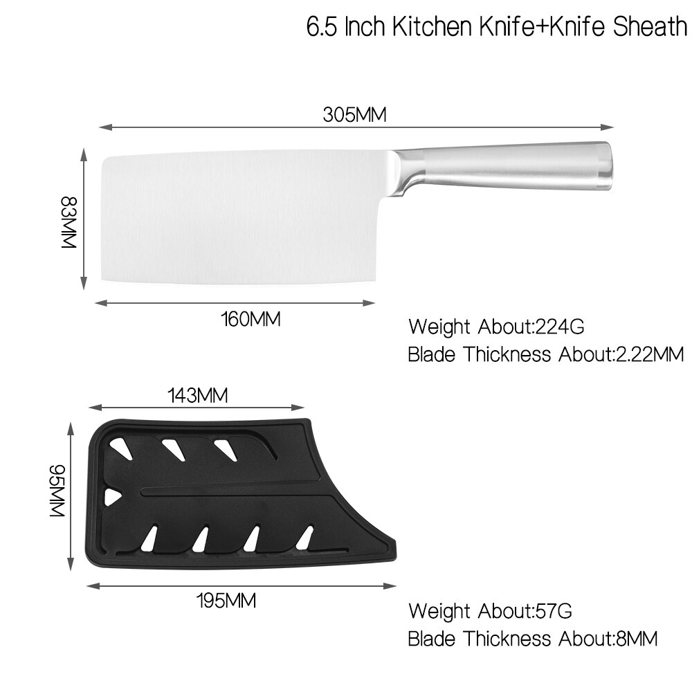Damask Stainless Steel Kitchen Chef Knives Set Meat Cleaver Chef Slicing Knife Set Cooking Tool With Knife Cover: B.6.5 inch Kitchen