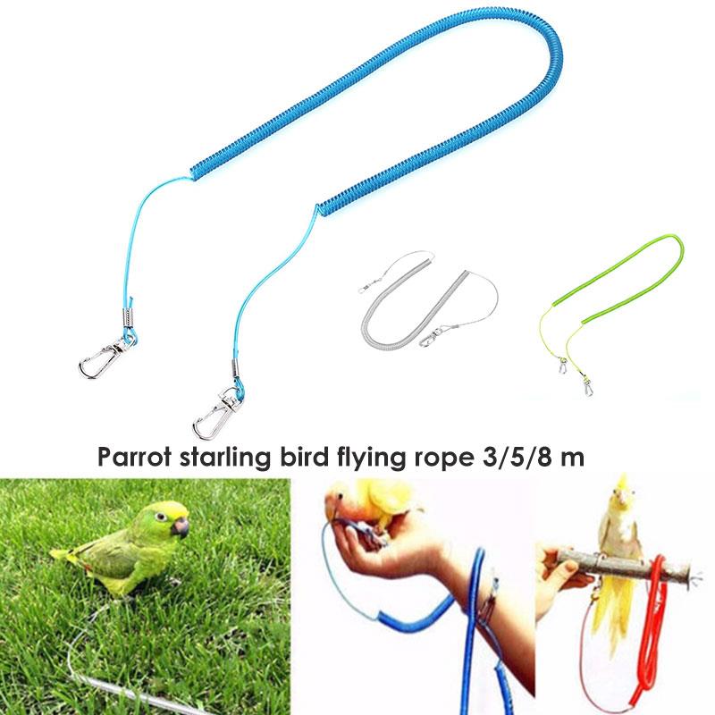 Huisdier Touw 3 Size Elastische Extension Papegaai Vogelkooi Stands Vogel Touw Duurzaam Staaldraad Lente Fly Een Wandeling Spelen buiten