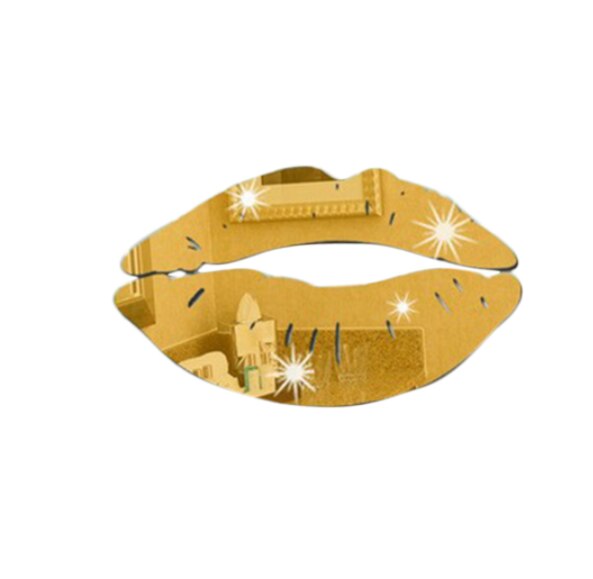 Decorative 3D DIY Mirror Sticker Removable Self-Adhesive Lips Mirror Wall Stickers Decal Art PVC Home Room Decoration: gold