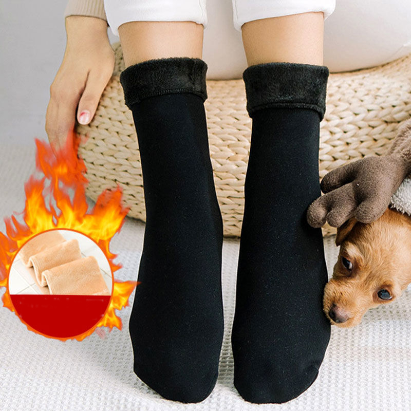 Calcetines gruesos de terciopelo para mujer, medias de tubo medio de algodón cálido, Color caramelo, para el hogar, Invierno
